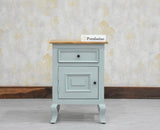 Mumbai Solid Wood One Door One Drawer Bedside Table - Right Side Door - Furniselan - Silt Green
