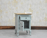 Mumbai Solid Wood One Door One Drawer Bedside Table - Right Side Door - Furniselan - Silt Green
