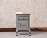 Mumbai Solid Wood One Door One Drawer Bedside Table - Right Side Door - Furniselan - Cool Grey
