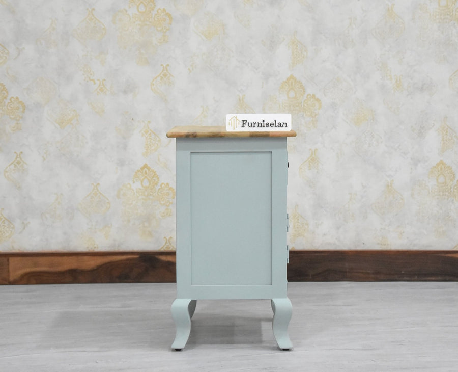 Mumbai Solid Wood One Door One Drawer Bedside Table - Right Side Door - Furniselan - Silt Green
