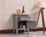 Mumbai Solid Wood One Door One Drawer Bedside Table - Right Side Door - Furniselan - Cool Grey
