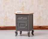 Mumbai Solid Wood One Door One Drawer Bedside Table - Right Side Door - Furniselan - Slate Grey