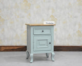 Mumbai Solid Wood One Door One Drawer Bedside Table - Right Side Door - Furniselan - Silt Green
