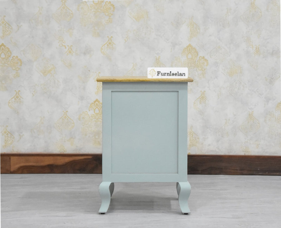 Mumbai Solid Wood One Door One Drawer Bedside Table - Right Side Door - Furniselan - Silt Green
