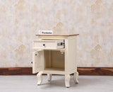 Mumbai Solid Wood One Door One Drawer Bedside Table - Right Side Door - Furniselan - Frosty White
