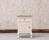 Mumbai Solid Wood One Door One Drawer Bedside Table - Right Side Door - Furniselan - Frosty White
