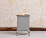Mumbai Solid Wood One Door One Drawer Bedside Table - Right Side Door - Furniselan - Cool Grey
