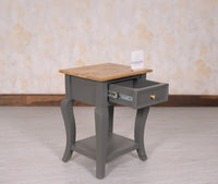 Mumbai Solid Wood One Drawer Side Table - Furniselan-Slate-Grey