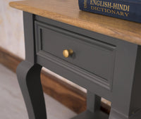 Mumbai Solid Wood One Drawer Side Table - Furniselan-Slate-Grey