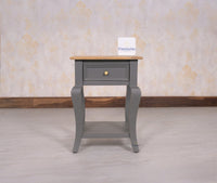 Mumbai Solid Wood One Drawer Side Table - Furniselan-Slate-Grey