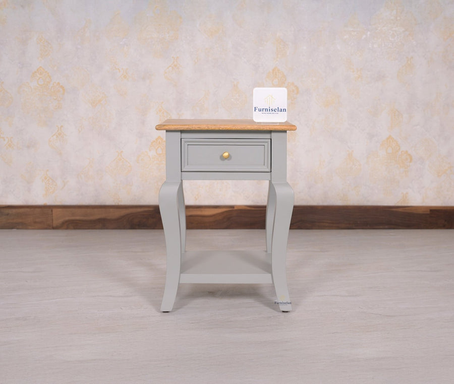 Mumbai Solid Wood One Drawer Side Table - Furniselan-Cool-Grey