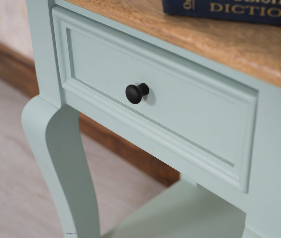 Mumbai Solid Wood One Drawer Side Table - Furniselan-Silt-Green