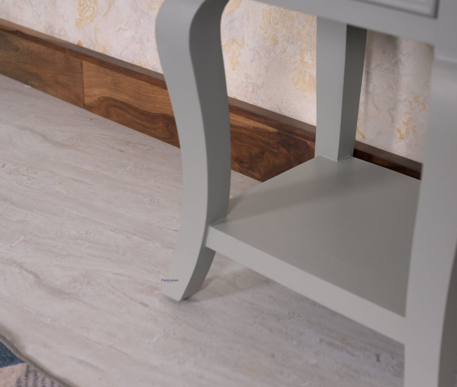 Mumbai Solid Wood One Drawer Side Table - Furniselan-Cool-Grey