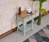 Mumbai Solid Wood One Drawer Side Table - Furniselan-Silt-Green