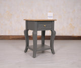 Mumbai Solid Wood One Drawer Side Table - Furniselan - Slate Grey
