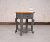 Mumbai Solid Wood One Drawer Side Table - Furniselan-Slate-Grey
