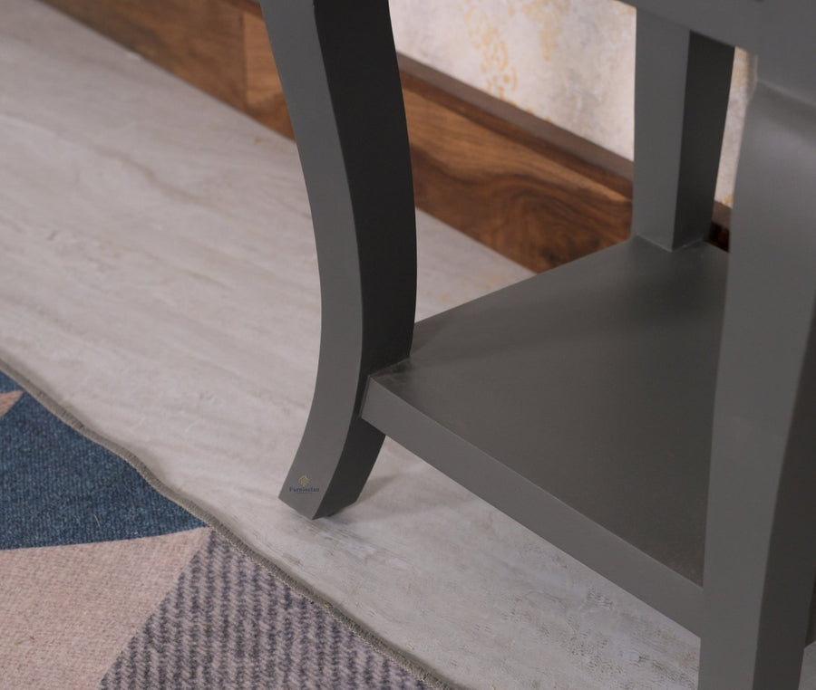 Mumbai Solid Wood One Drawer Side Table - Furniselan - Slate Grey