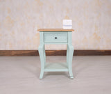 Mumbai Solid Wood One Drawer Side Table - Furniselan-Silt-Green