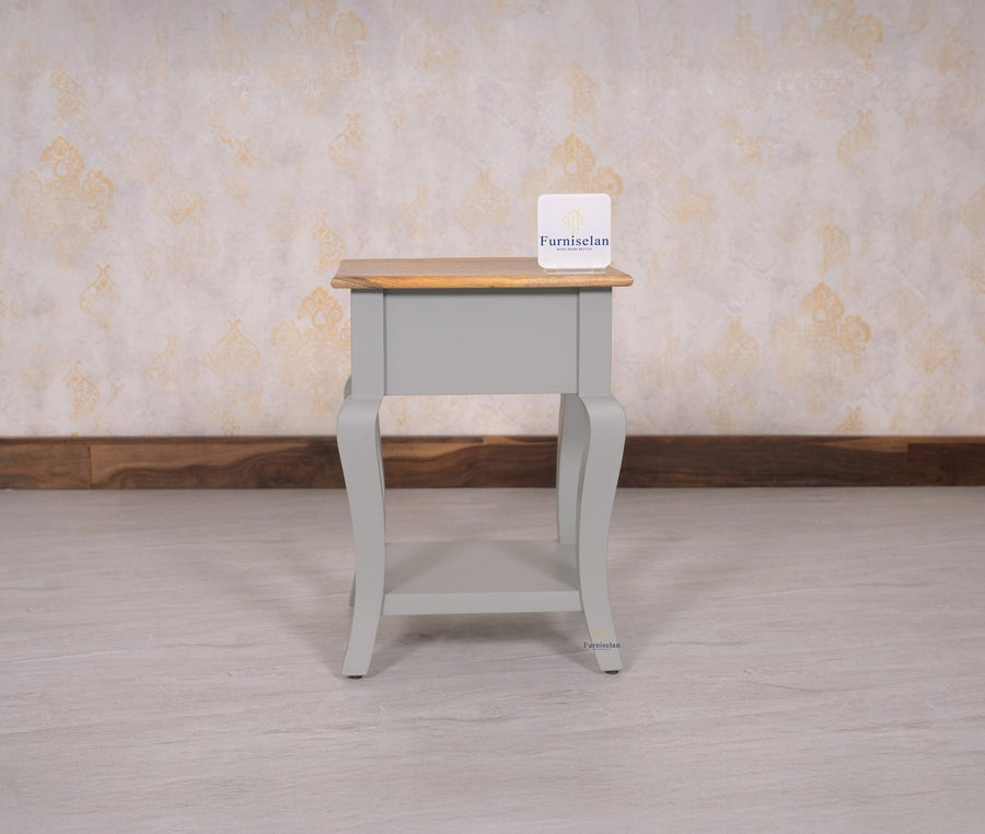 Mumbai Solid Wood One Drawer Side Table - Furniselan-Cool-Grey