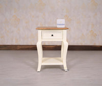 Mumbai Solid Wood One Drawer Side Table - Furniselan-Frosty-White
