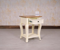 Mumbai Solid Wood One Drawer Side Table - Furniselan-Frosty-White
