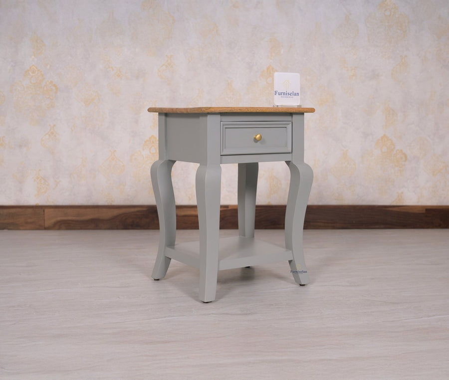 Mumbai Solid Wood One Drawer Side Table - Furniselan-Cool-Grey