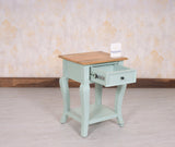 Mumbai Solid Wood One Drawer Side Table - Furniselan-Silt-Green