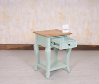 Mumbai Solid Wood One Drawer Side Table - Furniselan-Silt-Green