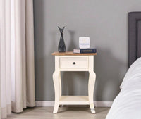 Mumbai Solid Wood One Drawer Side Table - Furniselan-Frosty-White