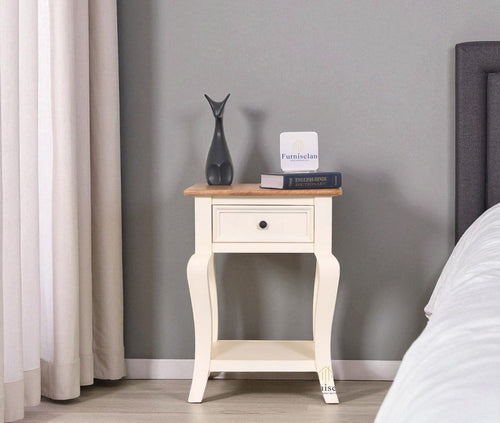 Mumbai Solid Wood One Drawer Side Table - Furniselan-Frosty-White