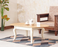 Mumbai Solid Wood Oval Coffee Table - Coffee Table - Furniselan - Milky-White