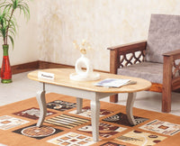 Mumbai Solid Wood Oval Coffee Table - Coffee Table - Furniselan - Cool-Grey