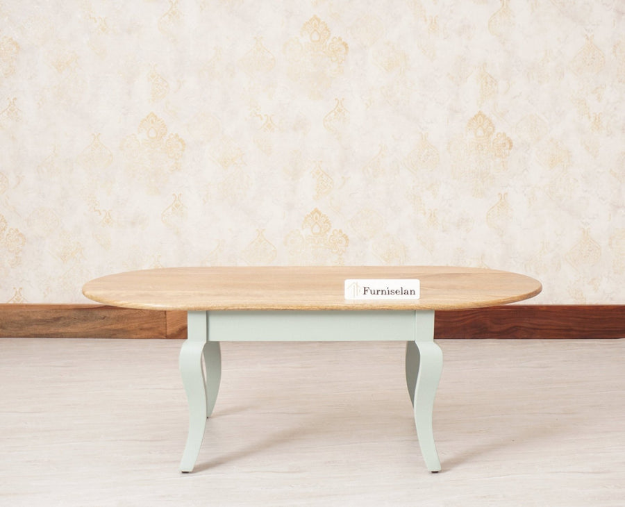 Mumbai Solid Wood Oval Coffee Table - Coffee Table - Furniselan - Silt-Green