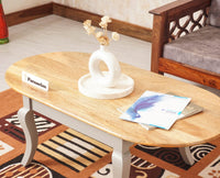 Mumbai Solid Wood Oval Coffee Table - Coffee Table - Furniselan - Cool-Grey
