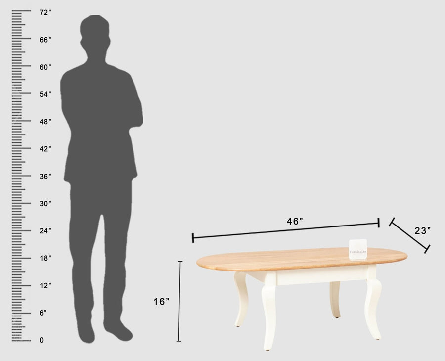 Mumbai Solid Wood Oval Coffee Table - Coffee Table - Furniselan - Frosty White