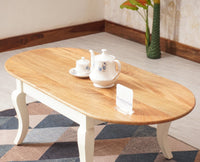 Mumbai Solid Wood Oval Coffee Table - Coffee Table - Furniselan - Milky-White