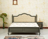 Mumbai Solid Wood Queen Size Bed Upholstered Headboard Furniselan slate grey