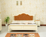 Mumbai Solid Wood Queen Size Bed Upholstered Headboard