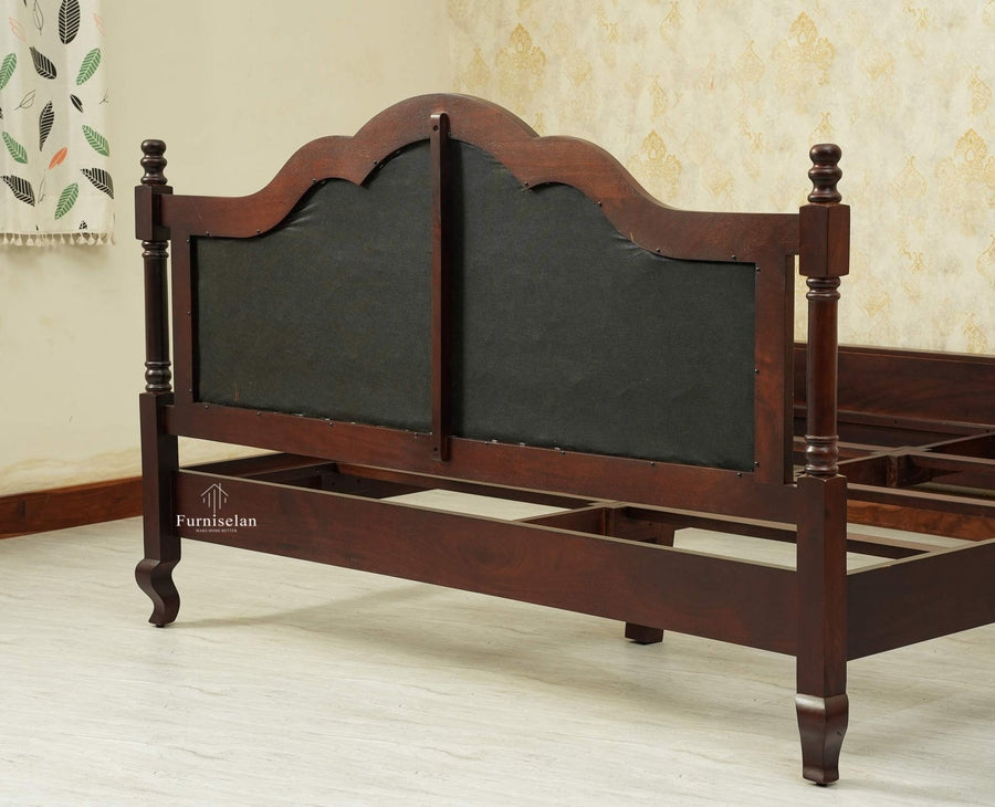 Mumbai Solid Wood Queen Size Bed Upholstered Headboard Furniselan grey finish 