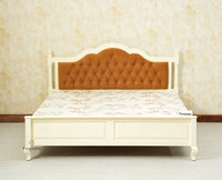 Mumbai Solid Wood Queen Size Bed Upholstered Headboard Furniselan frosty white