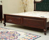 Mumbai Solid Wood Queen Size Bed Upholstered Headboard Furniselan grey finish 