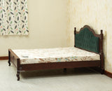Mumbai Solid Wood Queen Size Bed Upholstered Headboard Furniselan grey finish 