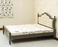 Mumbai Solid Wood Queen Size Bed Upholstered Headboard Furniselan slate grey