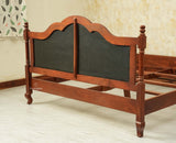 Mumbai Solid Wood Queen Size Bed Upholstered Headboard Furniselan brown finish 