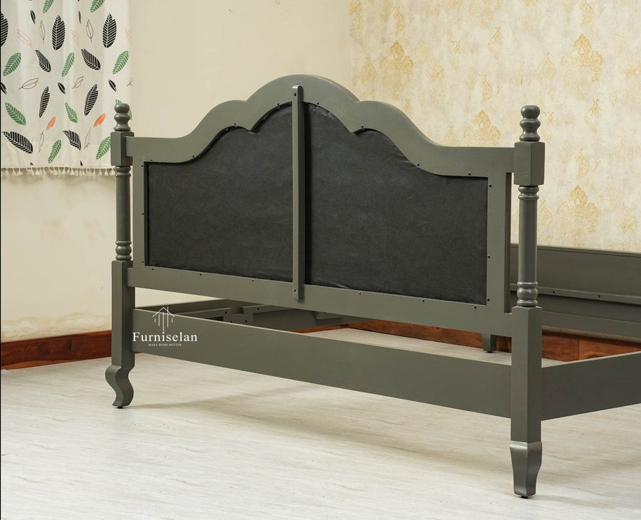 Mumbai Solid Wood Queen Size Bed Upholstered Headboard Furniselan slate grey