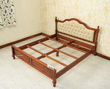 Mumbai Solid Wood Queen Size Bed Upholstered Headboard Furniselan brown finish 
