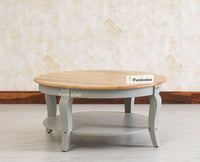 Mumbai Solid Wood Round Coffee Table Furniselan - Cool-Grey