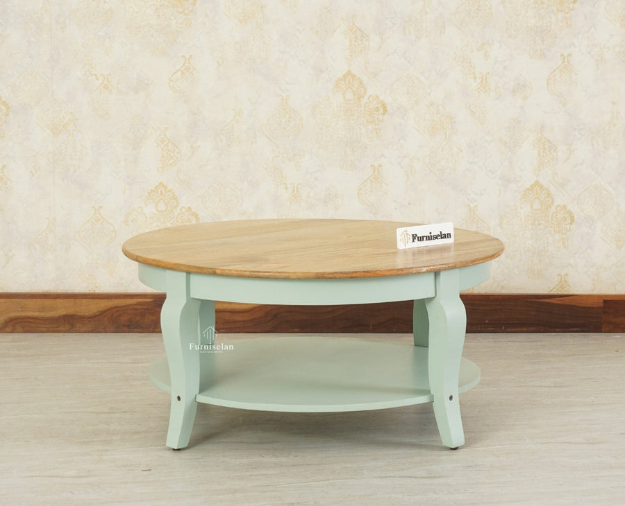 Mumbai Solid Wood Round Coffee Table - Coffee Table - Furniselan Silt Green