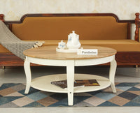 Mumbai Solid Wood Round Coffee Table - Coffee Table - Furniselan Frosty White