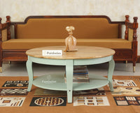 Mumbai Solid Wood Round Coffee Table - Coffee Table - Furniselan Silt Green